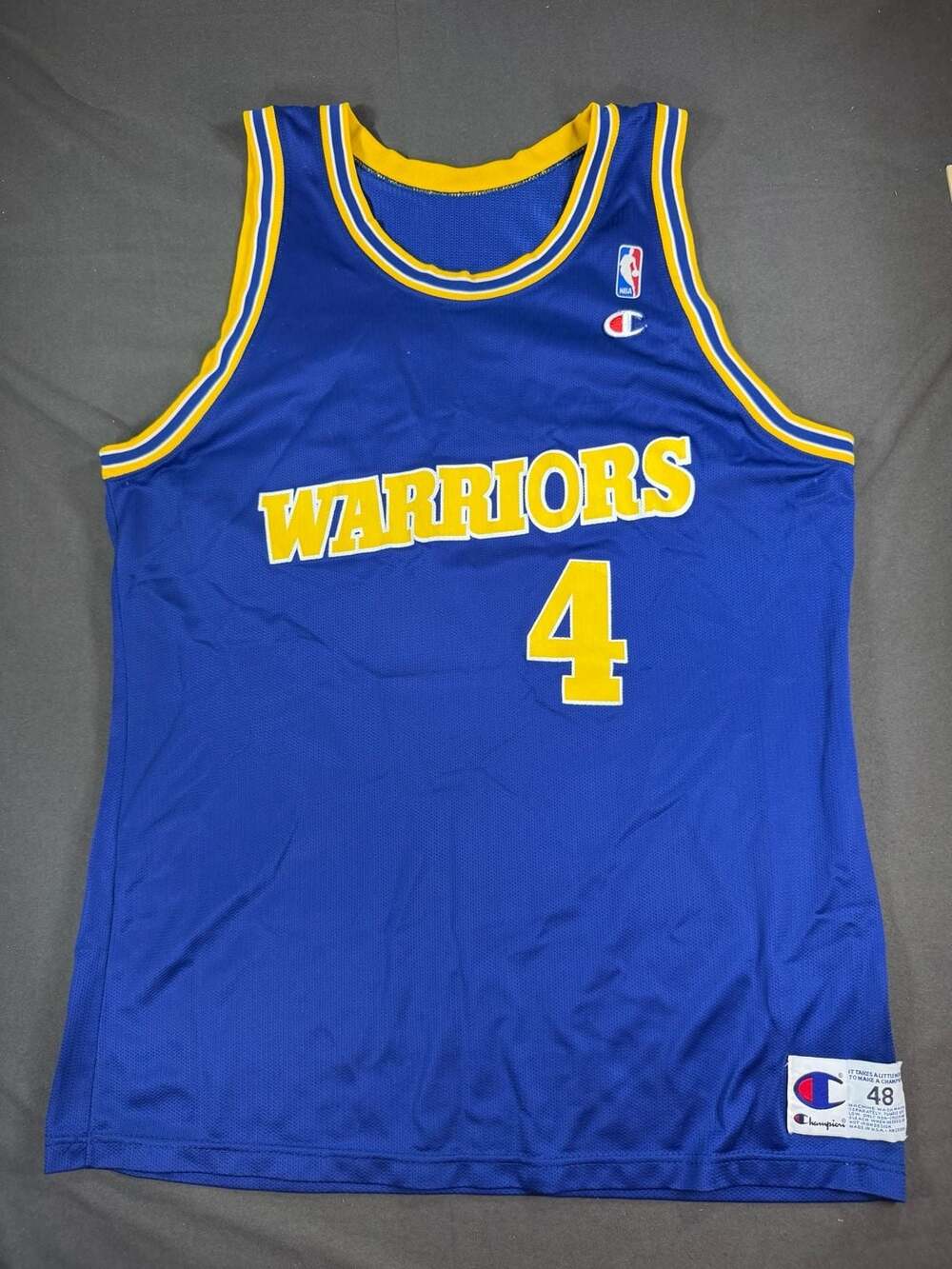 Vintage Champion Golden State Warriors Chris Webber #4 Blue NBA Jersey Size 48